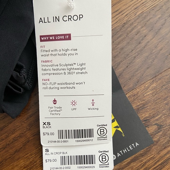 NWT Athleta All In Crop Black - Picture 3 of 6
